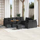 Havesofa Sæt 13 pcs Sort Polyrattan, stål og massivt akacietræ