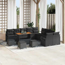 Havesofa Sæt 14 pcs Sort Polyrattan, stål og massivt akacietræ