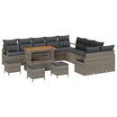 Havesofa Sæt 14 pcs Grå Polyrattan, stål og massivt akacietræ