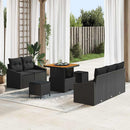 Havesofa Sæt 8 pcs Sort Polyrattan, stål og massivt akacietræ