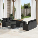 Havesofa Sæt 9 pcs Sort Polyrattan, stål og massivt akacietræ