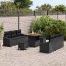 Havesofa Sæt 9 pcs Sort Polyrattan, stål og massivt akacietræ