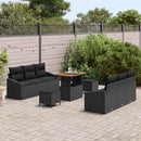 Havesofa Sæt 9 pcs Sort Polyrattan, stål og massivt akacietræ