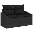 Havesofa Sæt 10 pcs Sort Polyrattan, stål og massivt akacietræ