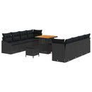 Havesofa Sæt 11 pcs Sort Polyrattan, stål og massivt akacietræ