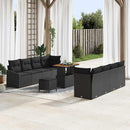 Havesofa Sæt 11 pcs Sort Polyrattan, stål og massivt akacietræ