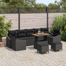 Havesofa Sæt med pude med opbevaring 10 pcs Sort Poly rattan