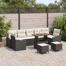 Havesofa Sæt med pude med opbevaring 10 pcs Sort Poly rattan