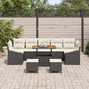 Havesofa Sæt med pude med opbevaring 10 pcs Sort Poly rattan