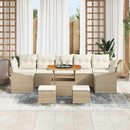 Havesofa Sæt med pude med opbevaring 10 pcs Beige Poly rattan