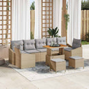 Havesofa Sæt med pude med opbevaring 10 pcs Beige Poly rattan
