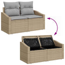 Havesofa Sæt med pude med opbevaring 10 pcs Beige Poly rattan