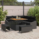 Havesofa Sæt med pude med opbevaring 8 pcs Sort Poly rattan