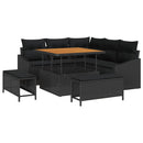 Havesofa Sæt med pude med opbevaring 8 pcs Sort Poly rattan
