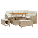 Havesofa Sæt med pude med opbevaring 8 pcs Beige Poly rattan