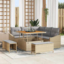 Havesofa Sæt med pude med opbevaring 8 pcs Beige Poly rattan