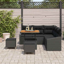 Havesofa Sæt med pude med opbevaring 8 pcs Sort Poly rattan