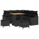 Havesofa Sæt med pude med opbevaring 8 pcs Sort Poly rattan