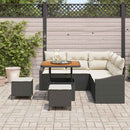 Havesofa Sæt med pude med opbevaring 8 pcs Sort Poly rattan