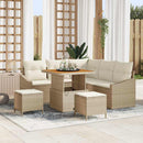 Havesofa Sæt med pude med opbevaring 8 pcs Beige Poly rattan