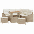 Havesofa Sæt med pude med opbevaring 8 pcs Beige Poly rattan