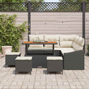 Havesofa Sæt med pude med opbevaring 9 pcs Sort Poly rattan