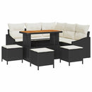 Havesofa Sæt med pude med opbevaring 9 pcs Sort Poly rattan