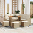 Havesofa Sæt med pude med opbevaring 9 pcs Beige Poly rattan