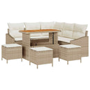 Havesofa Sæt med pude med opbevaring 9 pcs Beige Poly rattan