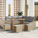 Havesofa Sæt 9 stk. 8-Antal sæder Beige Poly rattan