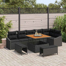 Havesofa Sæt med pude med opbevaring 9 pcs Sort Poly rattan