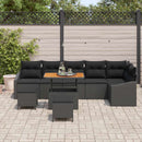 Havesofa Sæt med pude med opbevaring 9 pcs Sort Poly rattan
