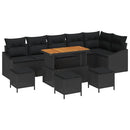 Havesofa Sæt med pude med opbevaring 10 pcs Sort Poly rattan