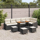 Havesofa Sæt med pude med opbevaring 10 pcs Sort Poly rattan