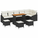 Havesofa Sæt med pude med opbevaring 10 pcs Sort Poly rattan