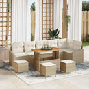 Havesofa Sæt med pude med opbevaring 10 pcs Beige Poly rattan