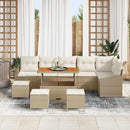 Havesofa Sæt med pude med opbevaring 10 pcs Beige Poly rattan