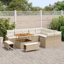 Havesofa Sæt med pude med opbevaring 12 pcs Beige Poly rattan