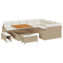 Havesofa Sæt med pude med opbevaring 12 pcs Beige Poly rattan