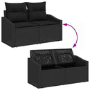 Havesofa Sæt med pude med opbevaring 12 pcs Sort Poly rattan