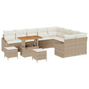 Havesofa Sæt med pude med opbevaring 12 pcs Beige Poly rattan