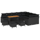 Havesofa Sæt med pude med opbevaring 13 pcs Sort Poly rattan