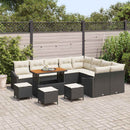 Havesofa Sæt med pude med opbevaring 13 pcs Sort Poly rattan