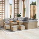 Havesofa Sæt med pude med opbevaring 13 pcs Beige Poly rattan