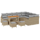 Havesofa Sæt med pude med opbevaring 13 pcs Beige Poly rattan