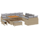 Havesofa Sæt med pude med opbevaring 13 pcs Beige Poly rattan