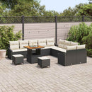 Havesofa Sæt med pude med opbevaring 13 pcs Sort Poly rattan