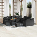 Havesofa Sæt med pude med opbevaring 13 pcs Sort Poly rattan