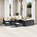 Havesofa Sæt med pude med opbevaring 13 pcs Sort Poly rattan