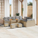 Havesofa Sæt med pude med opbevaring 13 pcs Beige Poly rattan